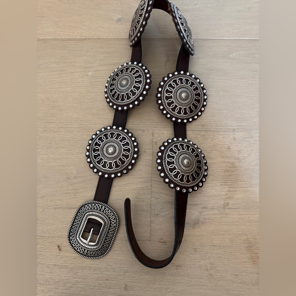 Western vintage leather & metal belt